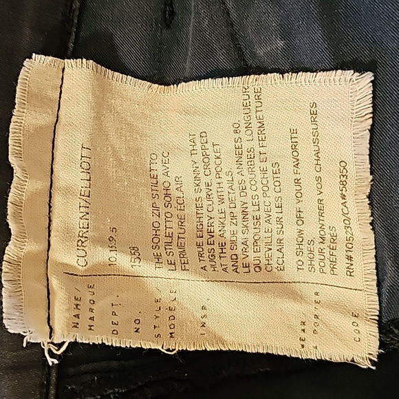 CURRENT / ELLIOTT Skinny Soho Jeans Wax Navy Blue Pants Black Zipper Ankles 26 - Picture 6 of 8